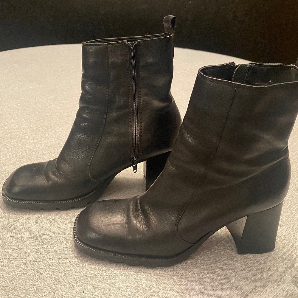 Chunky Heel Black Boots